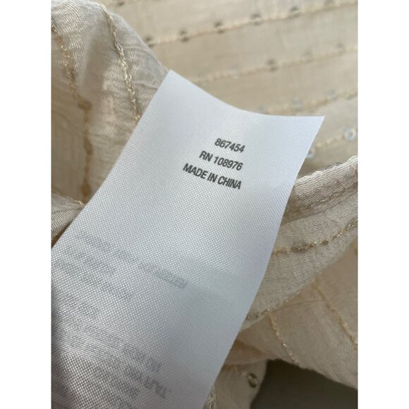 Colleen Lopez Button Front Sequin Tunic Top Size 1X Petite Long Sleeve Textured - Picture 5 of 6